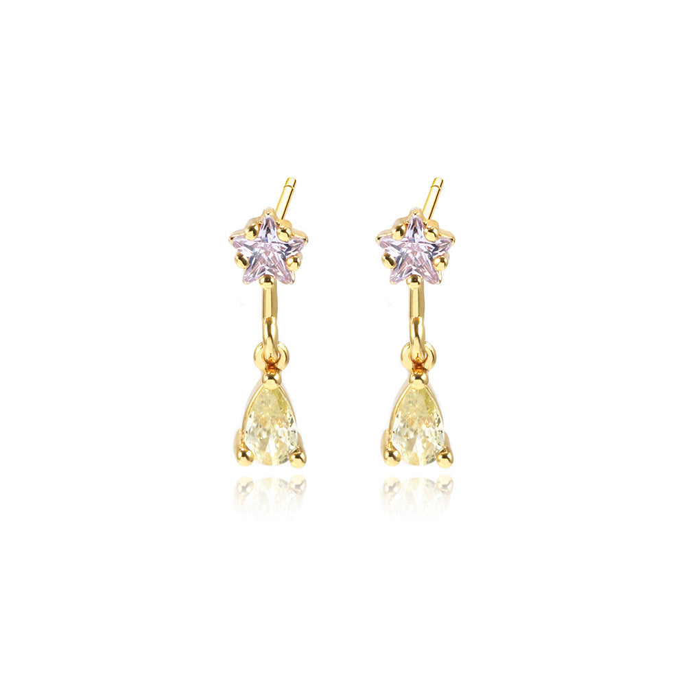 Pendientes de cobre de circonio geométrico al por mayor 12pcs pendientes de cobre